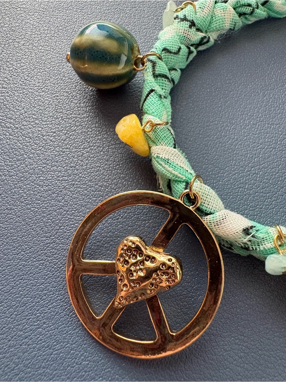 Free People NWOT Sky Charm Turquoise Bead Fabric Boho Adjustable Anklet - Picture 3 of 5